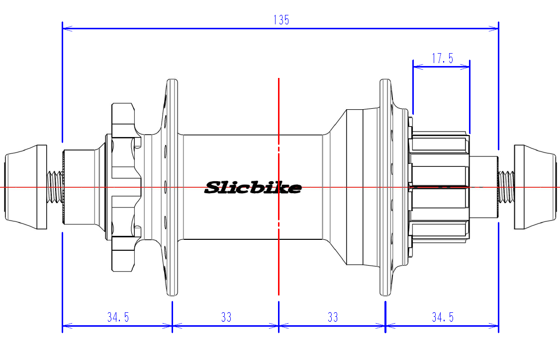 32H/48H 135 Rear Hub by Slic from Osaka